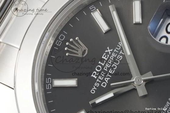 0107 Sophisticated DateJust 41 SS Polished Bezel KING 1:1 Best Edition 904L Steel Gray Stick Dial on Oyster Bracelet VR 2162